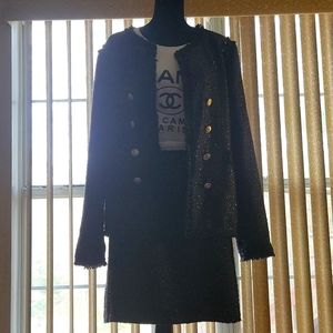 2 piece black skirt suit